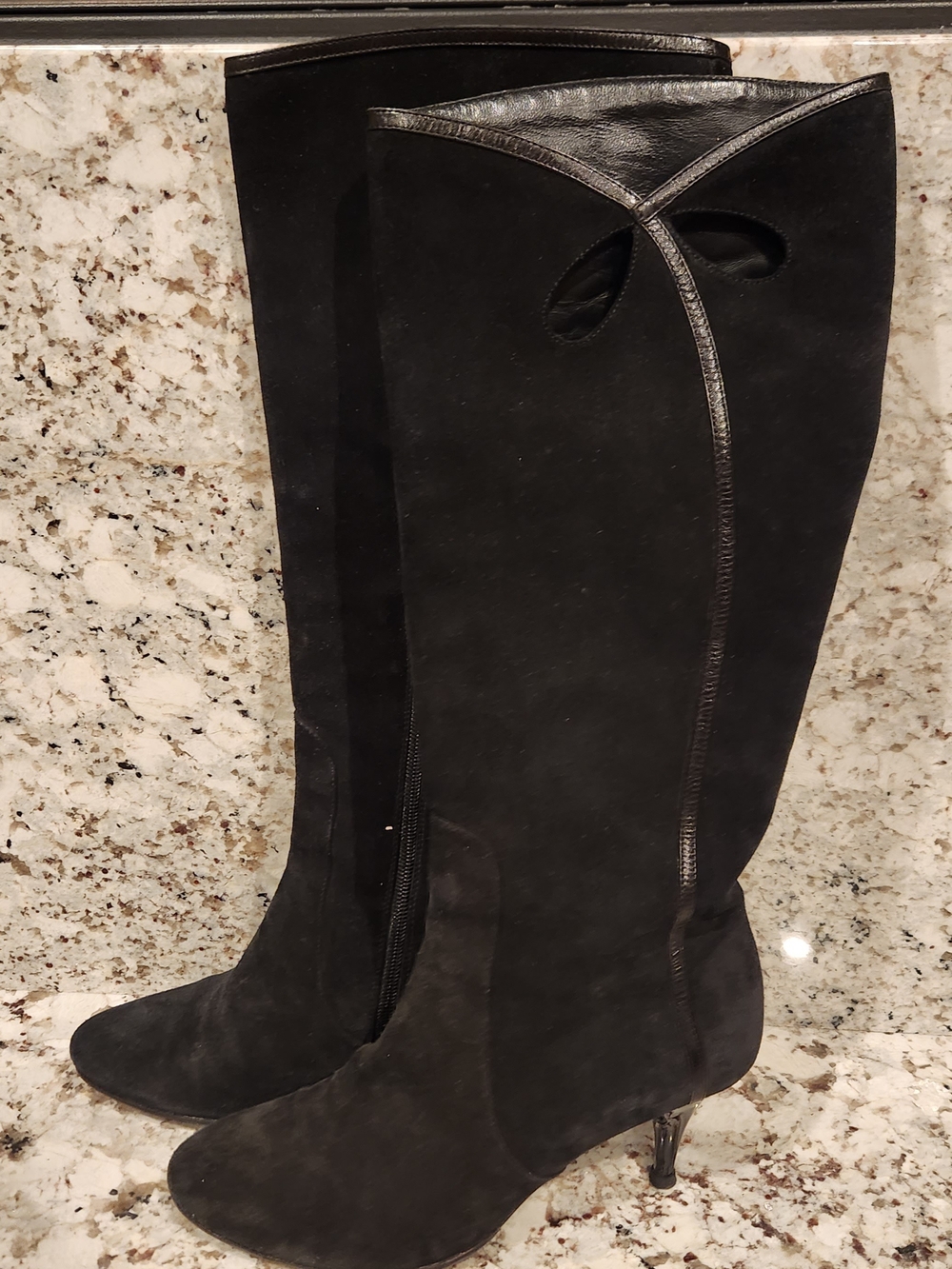 Furla Black Suede Over-the-Knee Boots